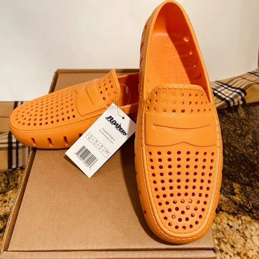 Floafers Country Club 4 Shoes Mens Size 8D Russet‎ Orange Gum Waterproof Loafers